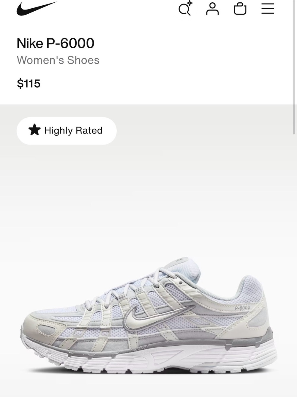 Nike White/Light Gray Athletic Sneakers Mens size 10 Women’s size 11.5 - Picture 7 of 7